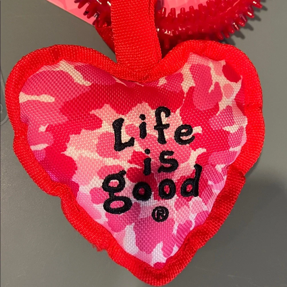 Life Is Good Red Heart Dog Toy
